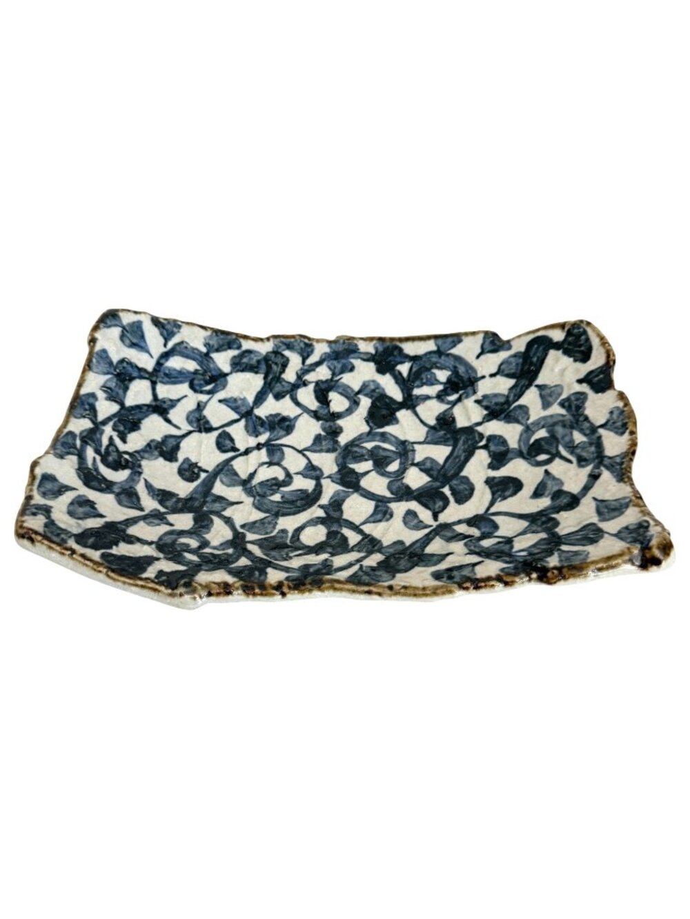Japanese Long Dish Octopus Arabesque Blue White Ceramic Rectangular Plate‎